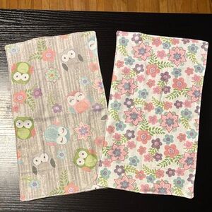 Homemade Owl & Floral Burp Cloth Set - Pink, Gray, Green